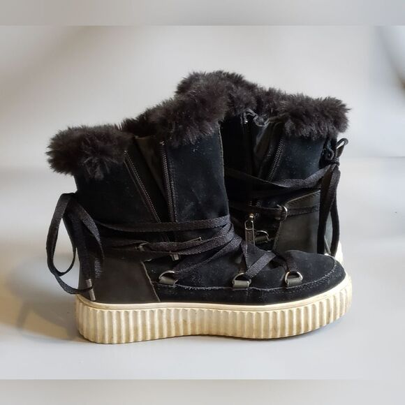 Pajar Women's Short Black Leather Winter Boots Size 37 - Picture 5 of 14